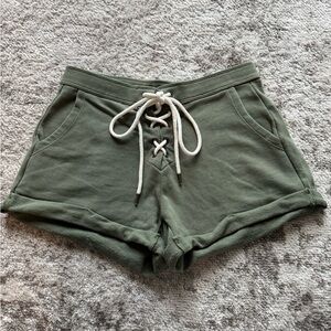 Aerie Lace Up Green Lounge Shorts, Size XS